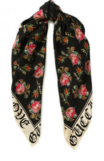 Шелковый платок с цветочным принтом Gucci