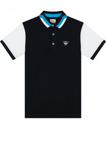 Хлопковое поло с логотипом бренда Armani Junior