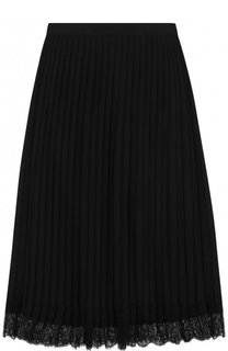 Плиссированная юбка-миди с кружевной отделкой DKNY