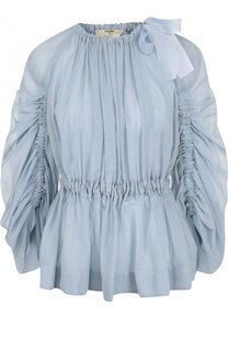 Приталенная хлопковая блуза с длинным рукавом Fendi