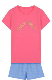 Хлопковая пижама с логотипом бренда Calvin Klein Underwear