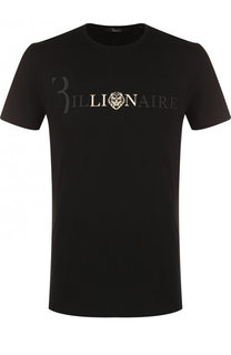 Хлопковая футболка с логотипом бренда Billionaire