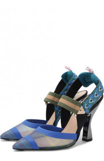 Текстильные туфли на фигурном каблуке Fendi