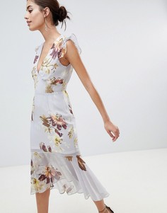 Платье миди с глубоким вырезом и открытой спиной Hope & Ivy - Белый