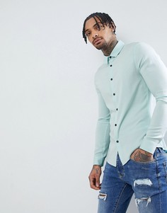 Голубая приталенная рубашка из вискозы ASOS DESIGN - Синий