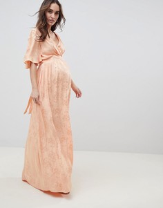 Жаккардовое платье макси с расклешенными рукавами ASOS DESIGN Maternity - Оранжевый