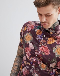 Приталенная рубашка с цветочным принтом ASOS DESIGN - Красный