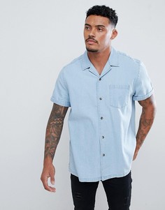 Приталенная джинсовая рубашка с отложным воротником ASOS DESIGN - Синий