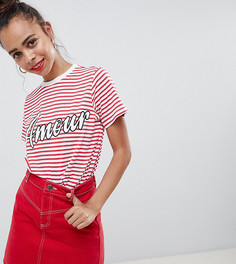 Футболка в полоску с надписью Amour ASOS DESIGN Petite - Мульти