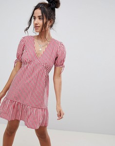 Свободное хлопковое платье мини в клетку ASOS DESIGN - Мульти