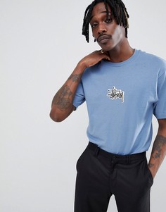 Футболка с логотипом металлик Stussy - Синий