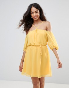Платье халтер с открытыми плечами BCBG - Желтый