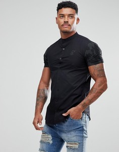 Облегающая футболка с рукавами с принтом SikSilk - Черный