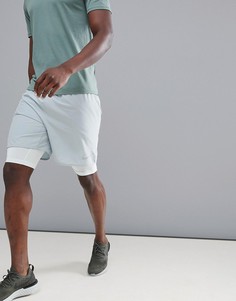 Шорты 2-в-1 мятного цвета длиной 7 дюймов Nike Running Flex Distance 892905-019 - Зеленый