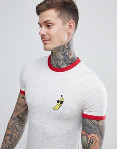 Обтягивающая футболка с банановым принтом ASOS DESIGN - Серый