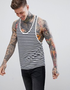 Сине-белая майка-борцовка в полоску ASOS DESIGN - Темно-синий