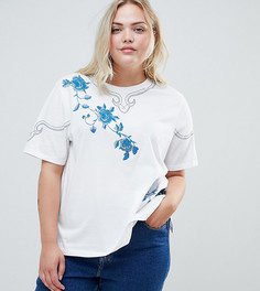 Футболка с цветочной вышивкой ASOS DESIGN Curve - Белый