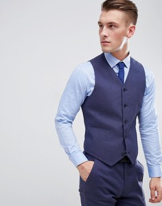 Льняной супероблегающий жилет цвета индиго ASOS DESIGN - Темно-синий