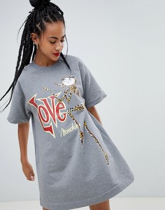 Трикотажное платье с принтом Love Moschino - Серый