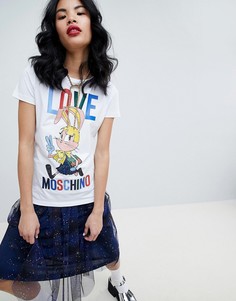 Футболка с принтом Love Moschino Running Rabbit - Белый