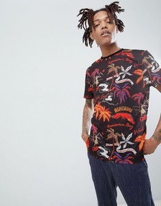 Свободная футболка с тропическим принтом ASOS DESIGN - Черный