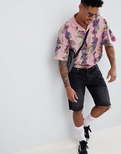 Oversize-поло с цветочным принтом и отложным воротником ASOS DESIGN - Розовый