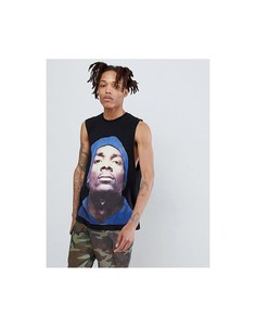 Футболка без рукавов с заниженными проймами и принтом ASOS DESIGN - Черный