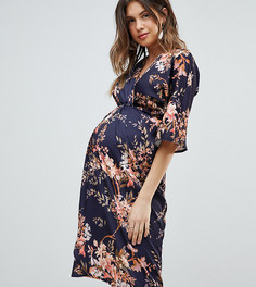 Платье миди с рукавами кимоно, цветочным принтом и поясом Hope &amp; Ivy Maternity - Мульти