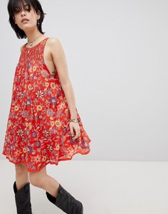 Платье с цветочным принтом Free People - Красный