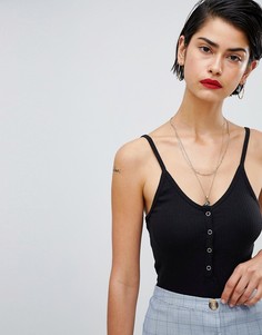 Боди на бретельках и с кнопками Missguided - Черный