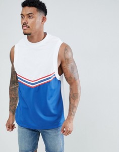 Футболка колор блок без рукавов с заниженными проймами ASOS DESIGN - Белый