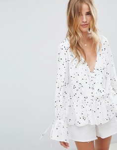 Oversize-блузка с запахом, принтом звезд и удлиненным краем ASOS DESIGN - Мульти