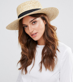 Соломенная шляпа с черной лентой South Beach - Бежевый