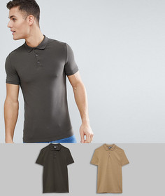 2 трикотажных обтягивающих поло ASOS DESIGN - СКИДКА - Мульти