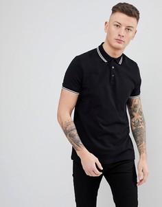 Футболка-поло с отделкой на воротнике ASOS DESIGN - Черный