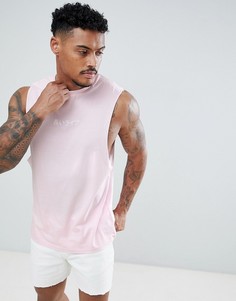 Футболка без рукавов с глубокими проймами и пальмовым принтом ASOS DESIGN - Розовый