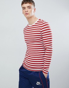 Темно-красный обтягивающий лонгслив в полоску ASOS DESIGN - Красный
