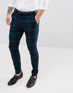 Супероблегающие брюки с принтом тартан ASOS DESIGN - Зеленый