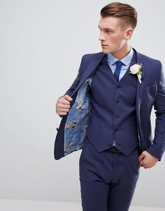 Льняной супероблегающий пиджак цвета индиго ASOS DESIGN - Темно-синий