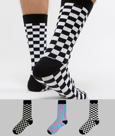 Набор из 3 пар носков в шахматную клетку ASOS DESIGN - Мульти