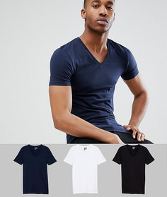 3 обтягивающих футболки с V-образным вырезом ASOS DESIGN - Скидка - Мульти