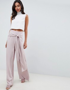 Широкие брюки с поясом ASOS DESIGN - Розовый