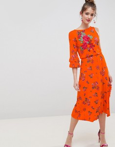 Чайное платье миди с цветочным принтом ASOS DESIGN - Мульти