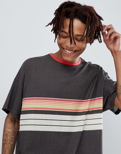 Oversize-футболка из фактурной ткани в полоску ретро ASOS DESIGN - Черный