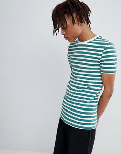 Зеленая обтягивающая футболка в полоску ASOS DESIGN - Зеленый