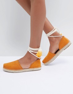 Замшевые эспадрильи с завязками TOMS Katalina - Желтый