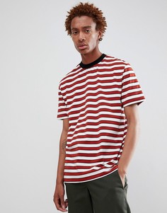 Бордовая свободная футболка в полоску ASOS DESIGN - Красный