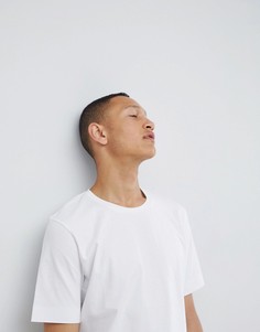 Хлопковая футболка с заниженной линией плеч Selected Homme - Белый