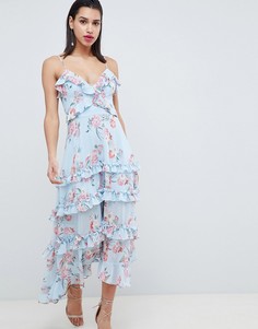 Платье макси с цветочным принтом и завязкой на спине Forever New - Синий