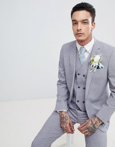 Серый узкий пиджак с принтом на подкладке ASOS DESIGN Wedding - Серый